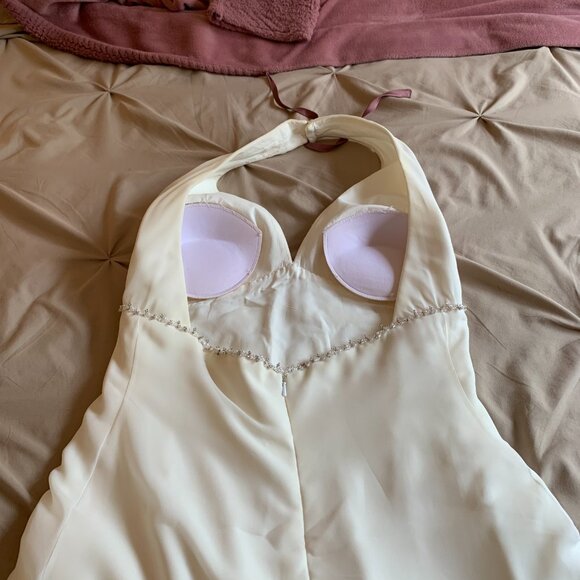 Barbra Allin Bridal Dress Halter Neck & Train - Picture 4 of 10